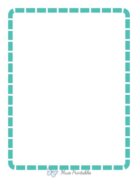 Printable Blue-Green Rounded Thick Dashed Line Page Border
