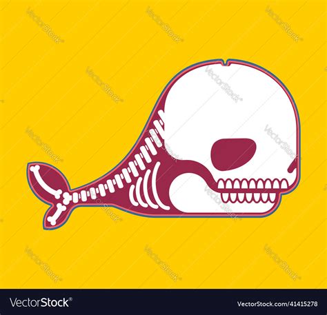 Whale Skeleton Isolated Cartoon Skull Silhouette Vector Image