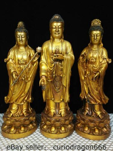 Buddhismus Bronze Vergoldet Drei Heilige Des Westens Buddha