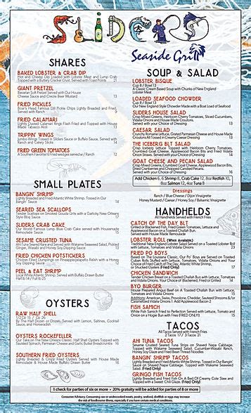 Food & Drink Menus | Amelia Island, FL | Sliders Seaside Grill