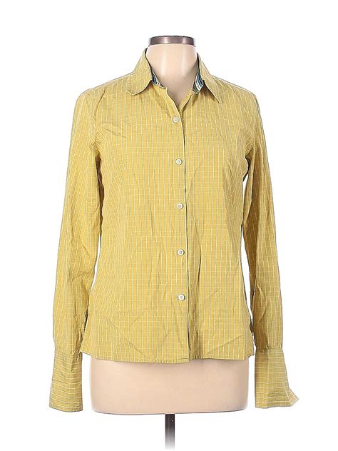 Charter Club 100 Cotton Yellow Long Sleeve Button Down Shirt Size 10