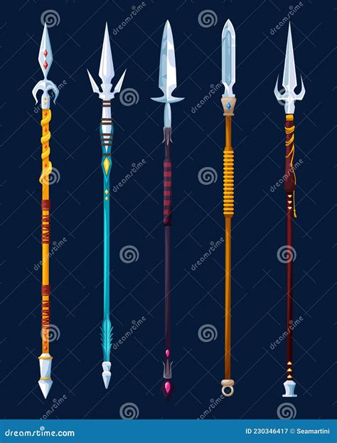 Magical Cartoon Steel Spears and Lance Weapon Stock Vector ...