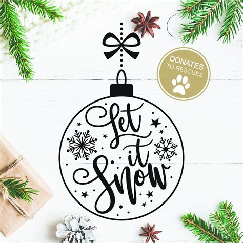 Let It Snow Christmas Ornament Svg Dxf Digital Download Etsy