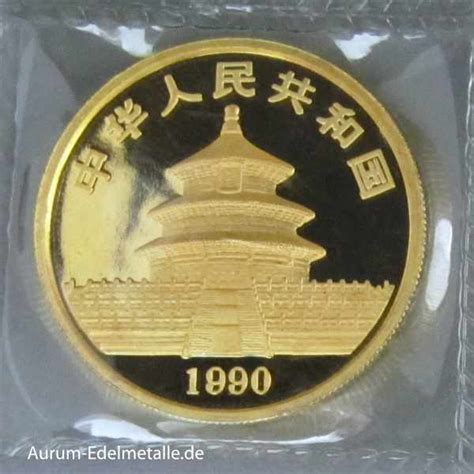 China Panda 100 Yuan Goldmünze 1 oz Feingold 1990 Aurum Goldshop