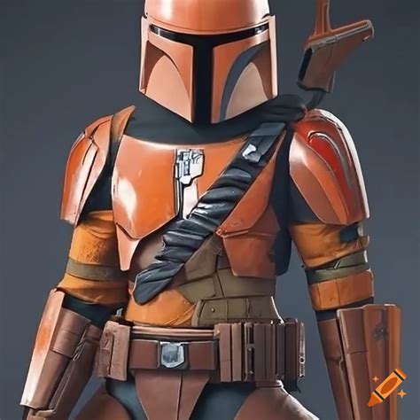 Image Of A Mandalorian General In Orange Power Armor