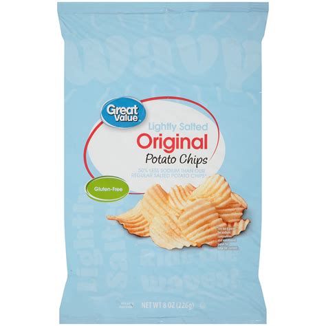 Great Value Lightly Salted Wavy Original Potato Chips 8 Oz