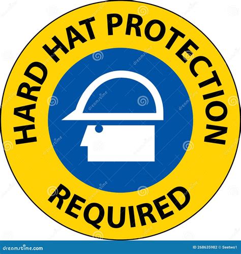 Hard Hat Protection Required Area Sign On White Background Stock Vector