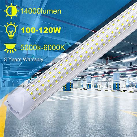 6 Pack FTUBET 8FT LED Shop Light 100W Linkable 8 Foot LED Lights