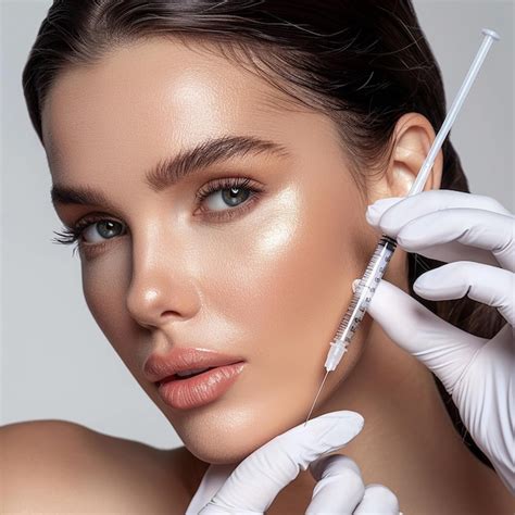 A Woman With A Syringe In Her Hand Is Getting Ready To Make A Makeup