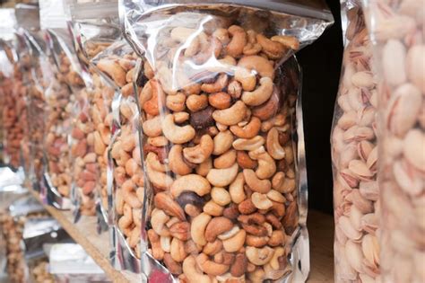 premium photo close    mixed nuts   packet