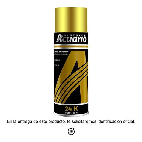 Esmalte Acrílico Acuario Aerosol 24 Kilates Premium Oro 400 ml Bodega