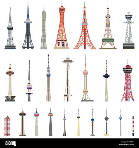 Vector Collection Of High Towers Stock Vector Image Art Alamy