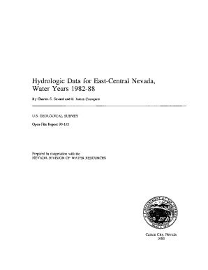 Fillable Online Pubs Usgs Hydrologic Data For East Central Nevada