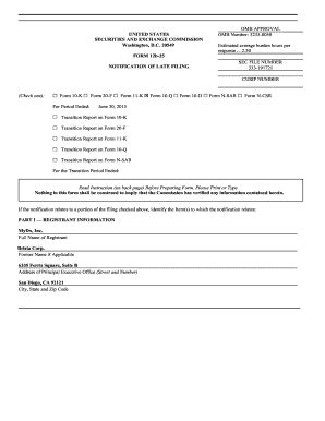 Fillable Online 20549 FORM 12b 25 NOTIFICATION OF LATE FILING OMB