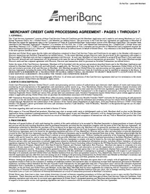 Fillable Online Merchant Credit Card Processing Agreement Pages