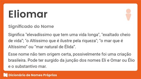 Significado do nome Eliomar Dicionário de Nomes Próprios