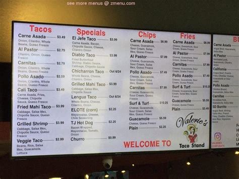 Online Menu of Valeries Taco Stand Restaurant, Princeton, Texas, 75407 ...