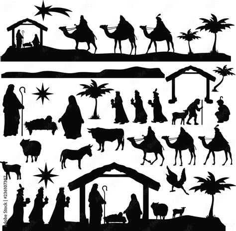 Nativity Scene Silhouette Clip Art