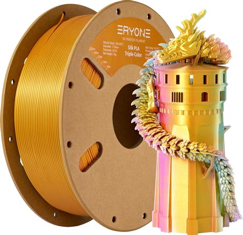 Eryone Silk Tri Color Pla Filament 3d Printer 175mm 003mm