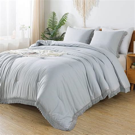 Amazon Andency Light Grey Comforter Set Full Size Pieces Boho