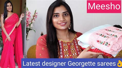 Meesho Latest Designer Party Wear Georgette Sarees Haul Must Try