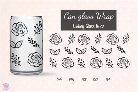 Rose Flower Oz Can Glass Graphic By Jaroensvgdesign Creative Fabrica