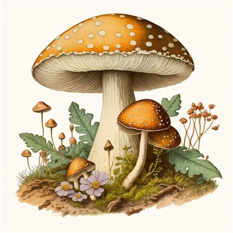 Vintage Illustration Of A Mushroom Vintage Mushroom Art Mushroom Art