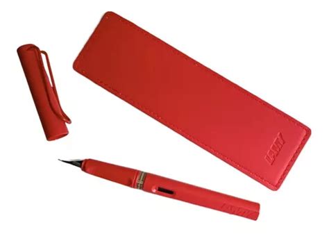 Set Pluma Lamy Safari Frutilla Strawberry Con Estuche Cuero