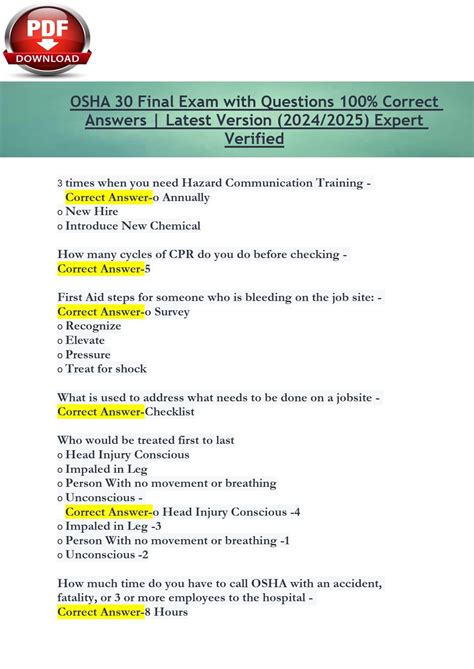 Osha 30 Exam Answers