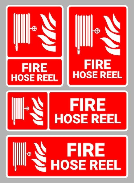 Premium Vector Fire Hose Reel Sign Collection