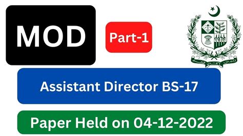 Assistant Director BS 17 MOD Paper Part 1 Held On 04 12 2022 Ministry