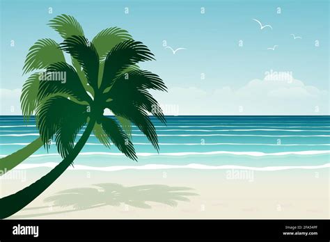 Seascape Vector Illustration Paradise Beach Stock Vector Image Art