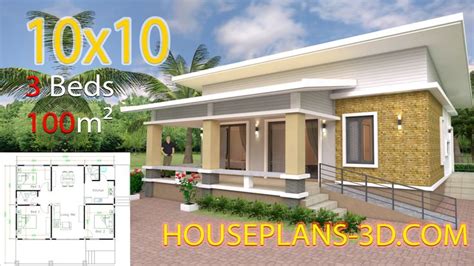 House Design 12x17 With 4 Bedrooms Terrace Roof House 3DB