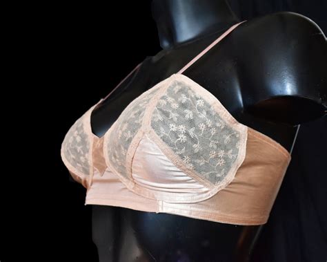 Bra Peach Lace Vintage Lingerie S Art Deco New Lace Glamour Burlesque Pin Up Etsy UK