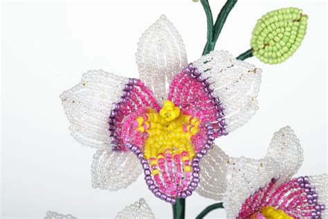 Orchidée en perles de rocailles décorative faite main 42081387 BUY