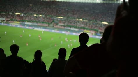 Crowd In Busy Stadium Sporting Event Blurred. Crowd Of Fans Gather Into ...