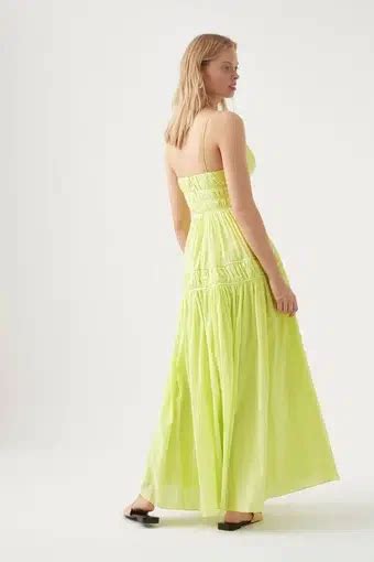 Aje Grace Tiered Maxi Dress Light Lemon Size 8