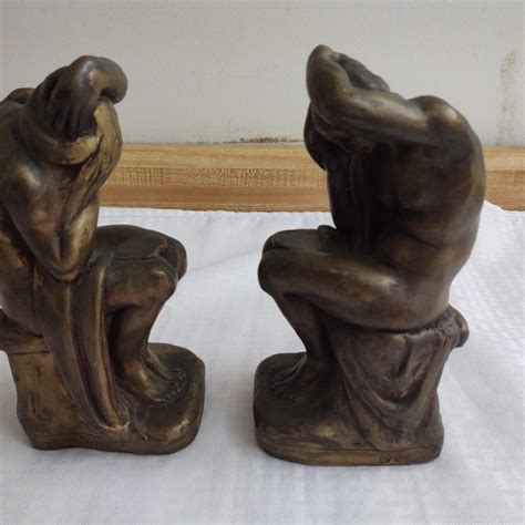 Kbw Art Vintage Kbw Nude Seated Figural Bookends Bronze Clad Art