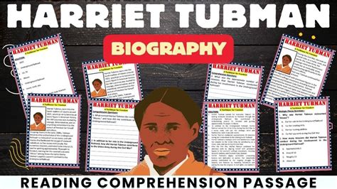 Harriet Tubman Biography Reading Comprehension Passage Activities