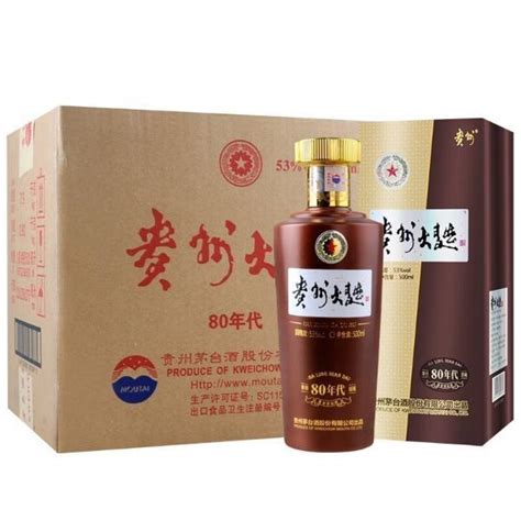 茅台酒股份出品 贵州大曲80年代 酱香型白酒 53度 500ml6瓶 迎宾送礼酒水 贵州特产【价格 评价 图片】 天虹