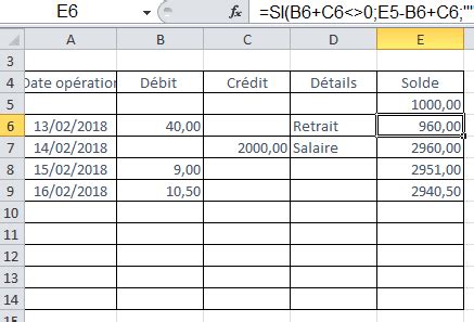 Ntroduire Imagen Formule Excel Debit Credit Solde Fr Thptnganamst