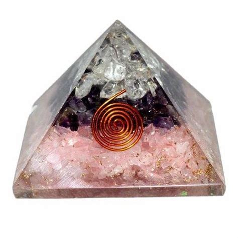 Clear Quartz Amethyst Rose Quartz Orgone Pyramid Orgonite Layered