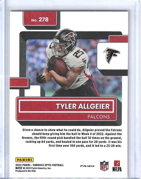 2022 Panini Donruss Optic Tyler Allgeier Rated Rookie Red Hyper Prizm