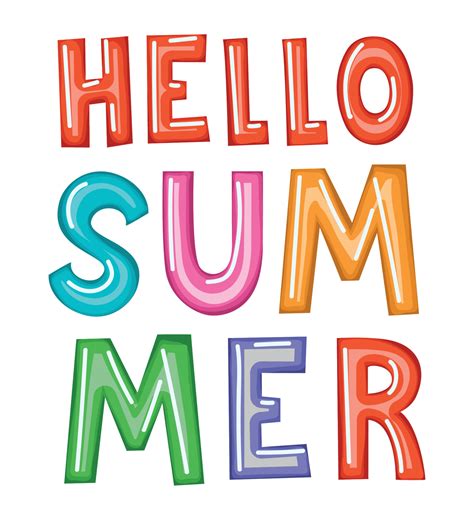 Colored Hello Summer Lettering 21375496 Vector Art At Vecteezy