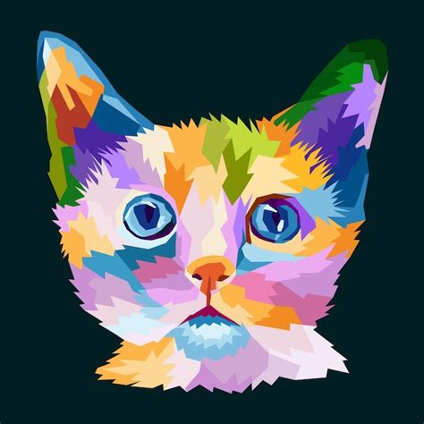 Tierdruck katze pop art porträt poster design Premium Vektor