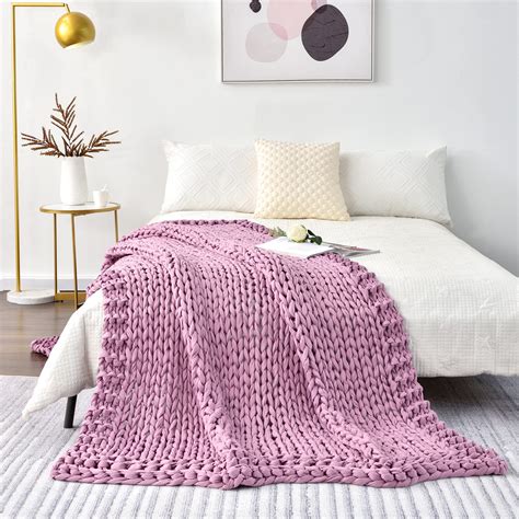 Ynm Cooling Knitted Weighted Blanket， Hand Made Chunky Knit Weighted Throw Blanket For Sleep Or