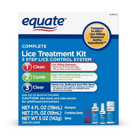 Equate Complete Lice Treatment Kit 3 Steps To Control Lice 3 Step