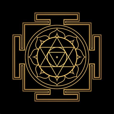 Diseño vectorial de oro brillante sri ram aspecto yantra geometría