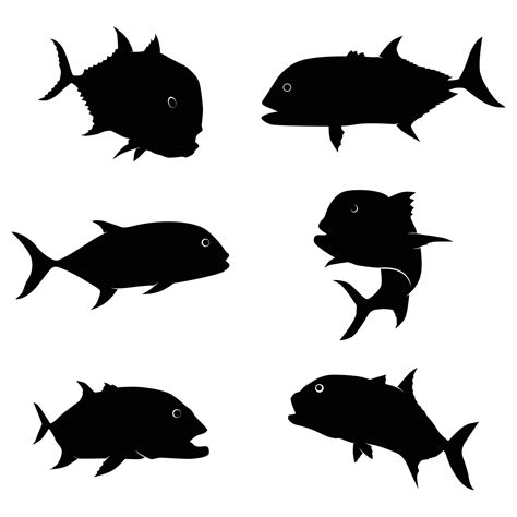 Giant Trevally Silhouette Vector On White Background Vector