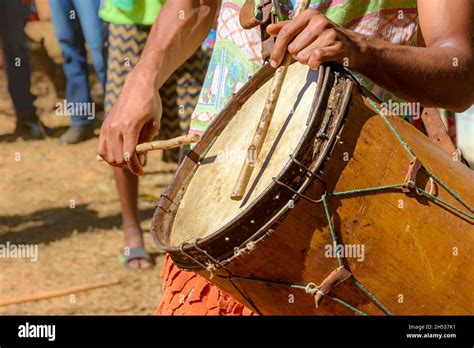 Ethnic And Rustic Handmade Drums In A Religious Festival That